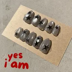 【現品】#003 ネイルチップ 星 マグネットネイル アーモンド