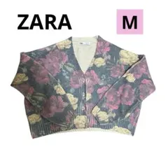 値下げ【美品】ZARA 花柄ニットカーディガン Mサイズ