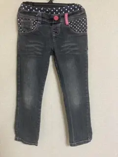 ダークグレー 長ズボン 120cm ドット柄ウエスト