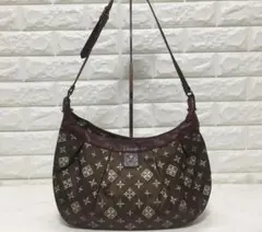 no20538 ラシット ナイロン 本革 レザー ショルダー バッグ ☆