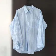 CHAOAHO ストライプ 長袖シャツ ライトブルー