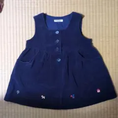FAMILIAR ネイビー コーデュロイ ワンピース 90
