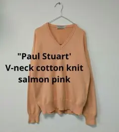 デザイン◎ Paul Stuart Vネック コットンニット サーモンピンクのサムネイル