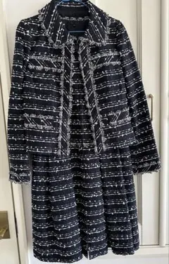モワティエ グレンチェック十字架セットアップ＋ヘッドドレス 黒刺繍 