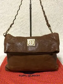 TORY BURCH ショルダーバッグ 2WAY ブラウン 本革 ゴールド金具