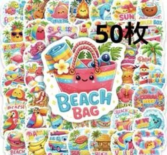825.コラージュ素材　ビーチステッカー50枚