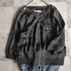 archive ジップアップ ブルゾン 7分袖 М シンプル 大人カジュアル