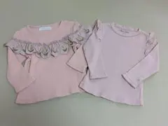 mamamaruku フリル刺繍長袖Tシャツ