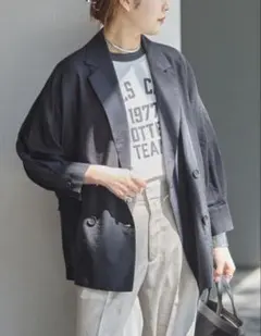 t*.様 美品 FRAMeWORK TWトリアセトロピカルシアージャケット ネイ