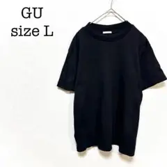 GU 　半袖Tシャツ　厚手　黒　無地　シンプル　L　綿100%　リブネック