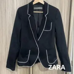 ZARA BASIC テーラード綿ジャケット ブラック　オフィスのサムネイル