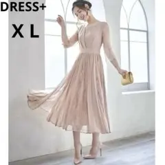 ドレスプラス レースシフォンドッキングワンピース パーティードレス 結婚式 XL