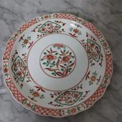 たち吉　赤絵輪花　大皿　盛皿　30cm