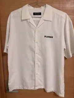 PLAYBOY 半袖シャツ ホワイト 刺繍ロゴ