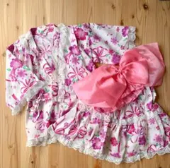 ✴︎値下げしました　130cm セパレートタイプ　ピンク花柄　浴衣