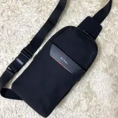 美品 ポールスミス メンズ ボディバッグ スリング オールレザー 黒