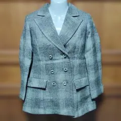 希少な1点物 ! 昭和レトロ古着チェックWブレストジャケット 洋装店のお仕立て品
