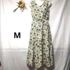 シュープリームララ　ロングワンピース　花柄　バックボタン　Mサイズ