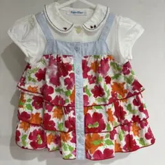 familiar ファミリア 花柄ワンピース 70 フリル 刺繍 ベビー 女の子