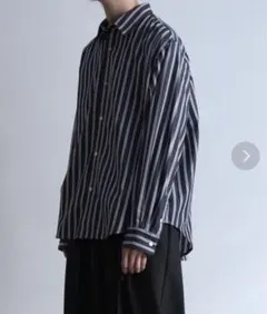 【完売品】CasperJohn ストライプワーカーシャツ(ブラックMサイズ)