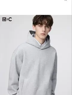 美品UNIQLO C スウェットオーバーサイズプルパーカ グレー　XL