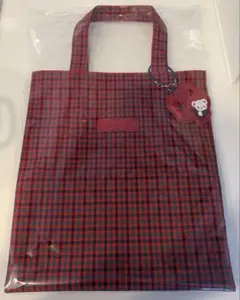 ファミリア トートバッグ チェック 赤 大