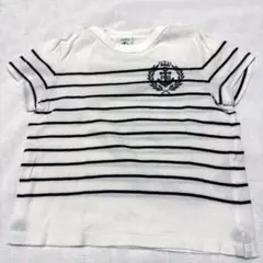 プチバトー　18m81cm 白　ボーダー　エンブレム　Tシャツのサムネイル