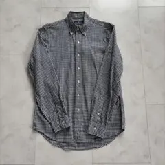 【中古品/変色あり】ラルフローレン　メンズシャツ　ネイビー系チェック　サイズS