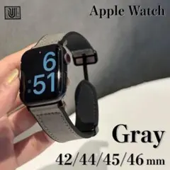 【グレー】Apple Watchバンド 本革 高品質 42/44/45/46mm