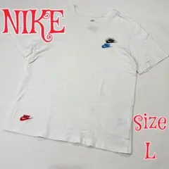 NIKE ナイキ　刺繍ロゴTシャツ　ホワイト　L 難あり