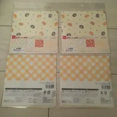 デザインペーパー 猫文具、花とゆる猫　４つ