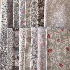 ラスト❗️リバティ　タナローン　グレー系ハギレ 25×25cm ×16枚合計1m分