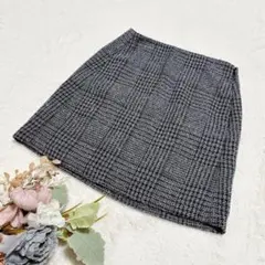 【ジーユー】GU チェックミニスカート タイトスカート グレー S ●