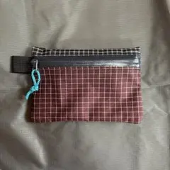 ハンドメイド　登山　ULポーチ　ダイニーマグリッドストップ×ULTRA グリッド
