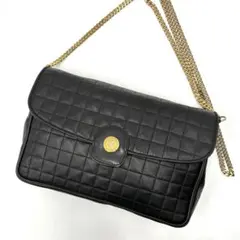 極美品 セリーヌ チェーンショルダーバッグ キルティング トリオンフ G金具 黒