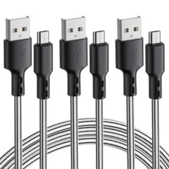 匿名配送❣️Micro USB ケーブル 【3本セット 3m】 2.4a 急速充電