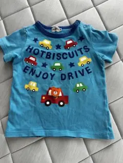 ミキハウス ホットビスケッツ Tシャツ くるま柄 ブルーのサムネイル