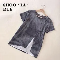 シューラルー ストライプ 半袖シャツ M トップス スリット カジュアル