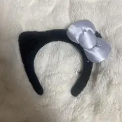 黒猫耳カチューシャ シルバーリボン