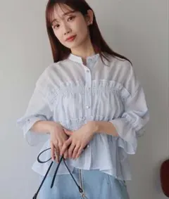 earth music&ecology シャーリングストライプシャツ