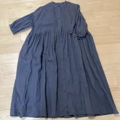 美品 オオカミとフクロウ ワンピース 麻混 ティアード ギンガムチェック 美品 オオカミとフクロウ ワンピース 麻混 ティアード ギンガム