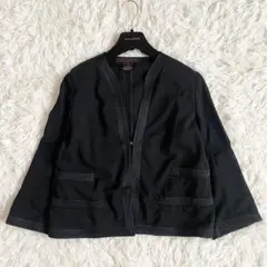 極美品　ルイヴィトン　ノーカラージャケット　モヘア　シルク　ブラック　Lサイズ