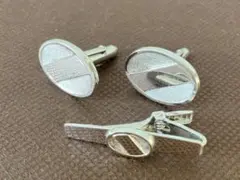 ネクタイピン カフスボタン セット シルバーカラー