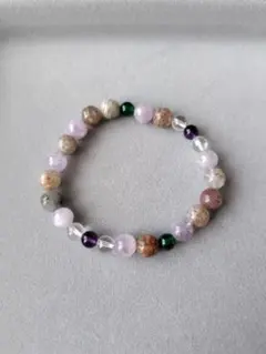 ヒマラヤガーデンクォーツ アメジスト 天然石ブレスレット 16cm ハンドメイド