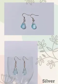 ☆ハンドメイド ピアス ドロップビーズ ライトブルー ☆