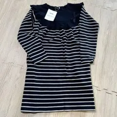 未使用　BeBe ネイビー ストライプ ワンピース130cm