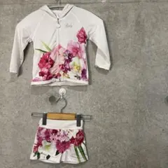 ちびRady フラワー柄 ラッシュガード 90cm スムース　セットアップ