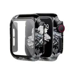 AppleWatch用 全面保護ケース PCフィルム付き　黒いバラ