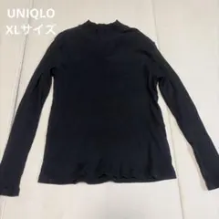 UNIQLO リブモックネックT 長袖 ブラック XL