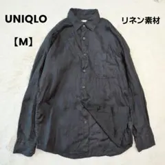 ユニクロ✨UNIQLO　プレミアムリネンシャツ　麻100％　黒　シンプル　春　M